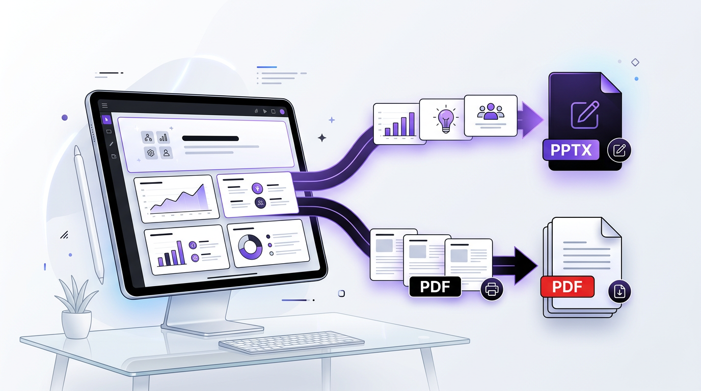 Editorial cover image for exporting SlideVids presentations to PowerPoint and PDF